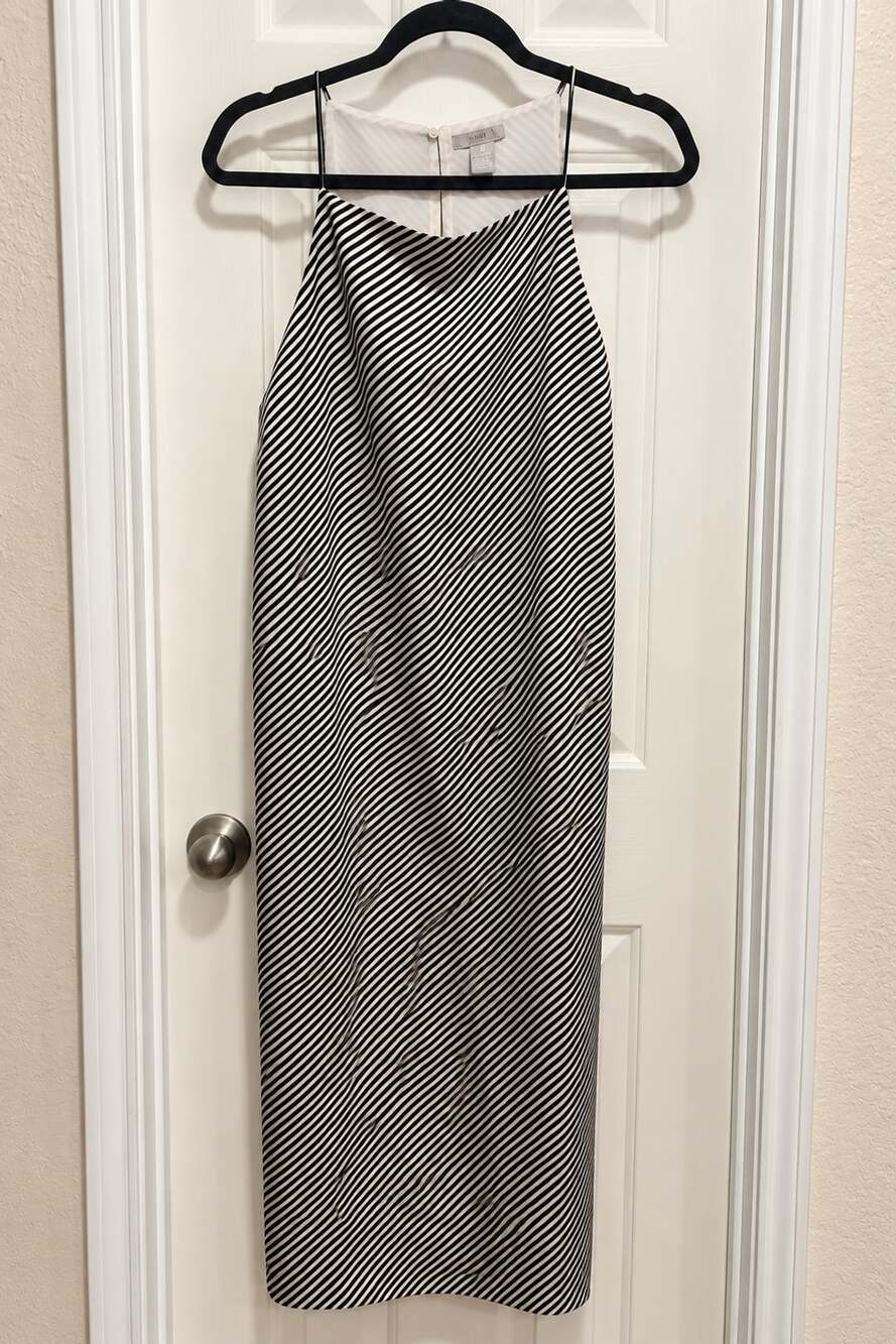 H&M Women’s L Black White Striped Maxi Dress Sleeveless Racerback
